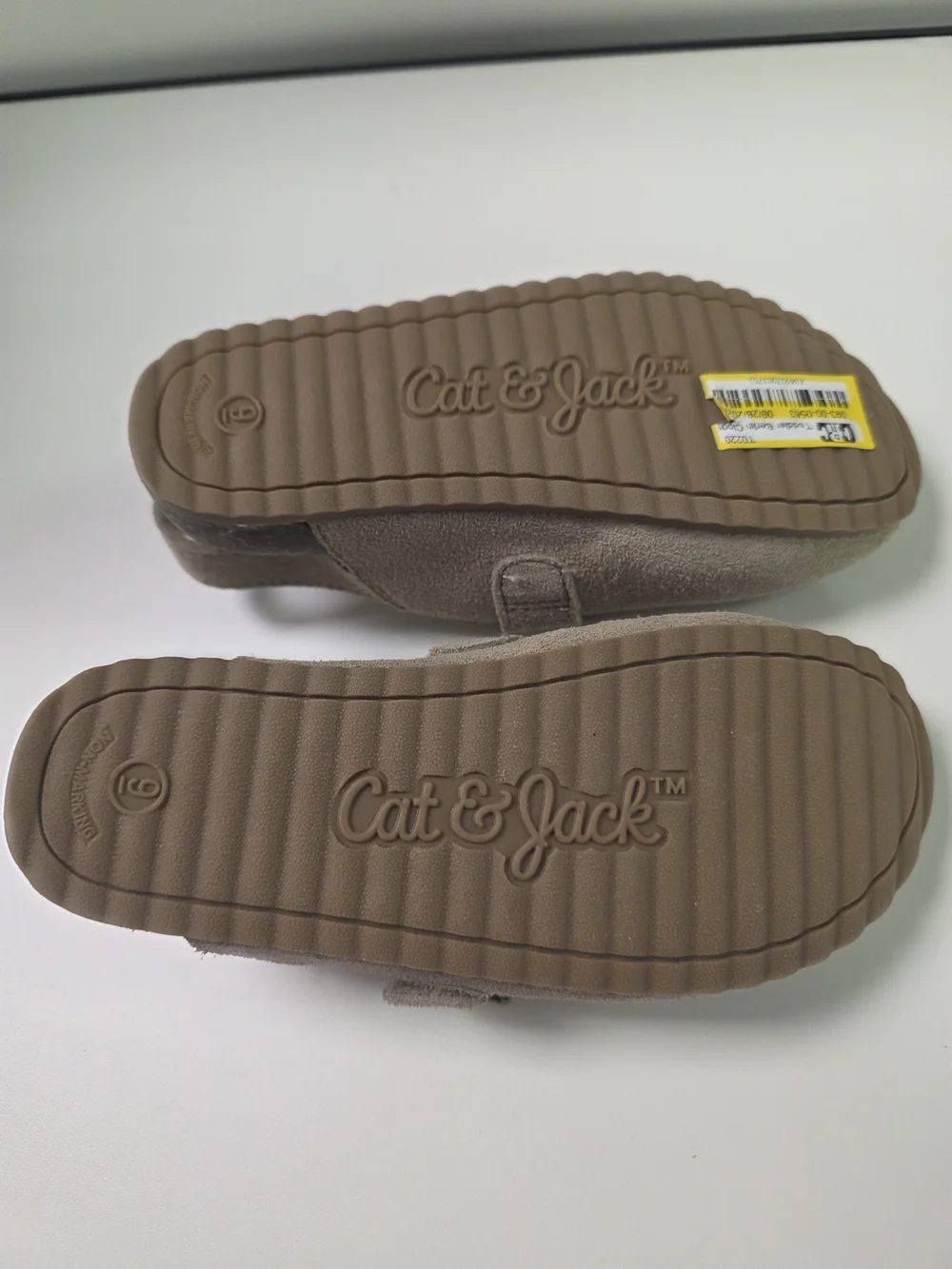 Cat & Jack Taupe Suede Kids Buckle Clog Sandals